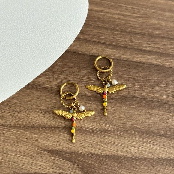 Dragonfly Earrings Q115 - Picture 4 of 6